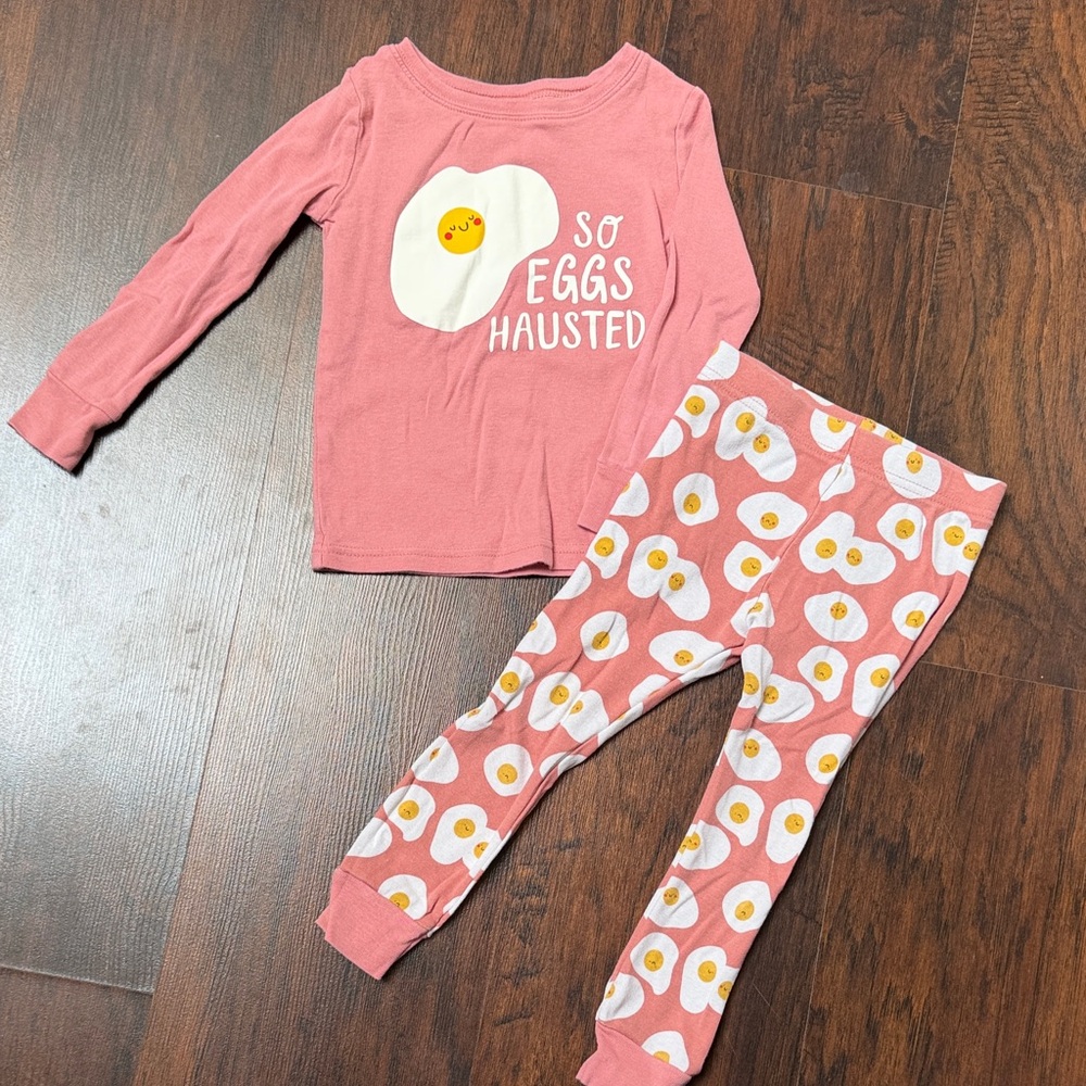 Old Navy Pink 'So Eggshausted' Egg-Print Pajama Set